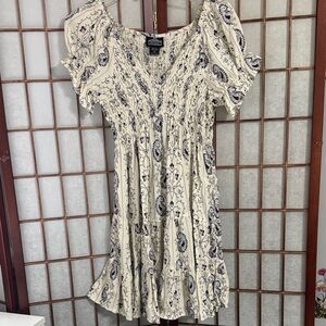 Angie Cream and Navy Mini Dress PTP 20 inches